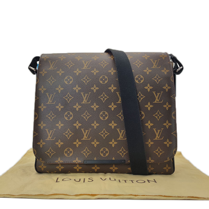 95新 LouisVuitton/路易威登 棕色老花邮差包男士单肩翻盖斜挎包