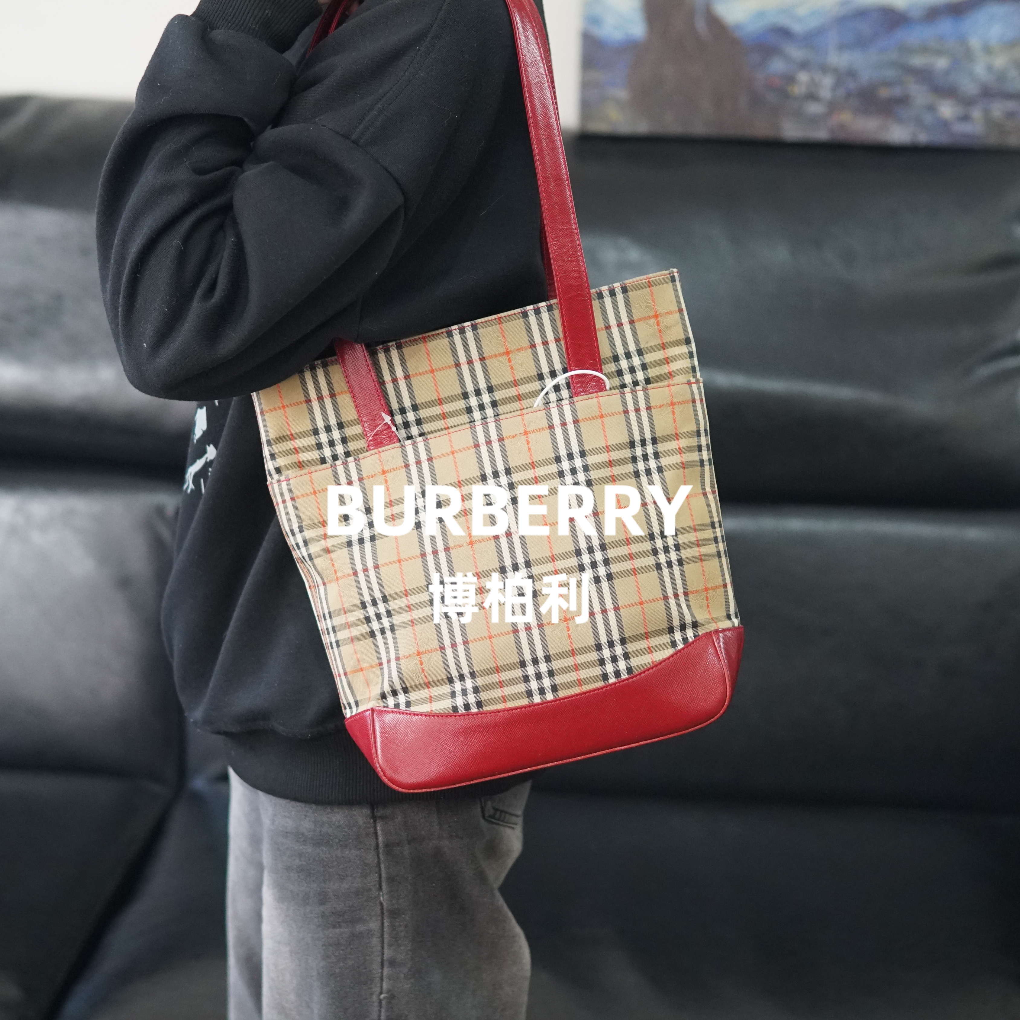 95新 BURBERRY/博柏利 巴宝莉/格纹单肩包/JJ10114280/4280