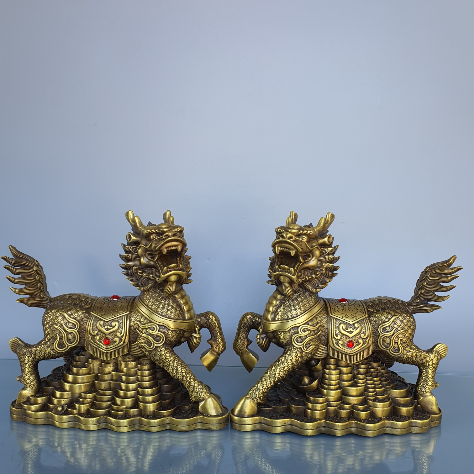 纯铜麒麟摆件金钱麒麟家居玄关办公室店铺装饰品乔迁开业礼品