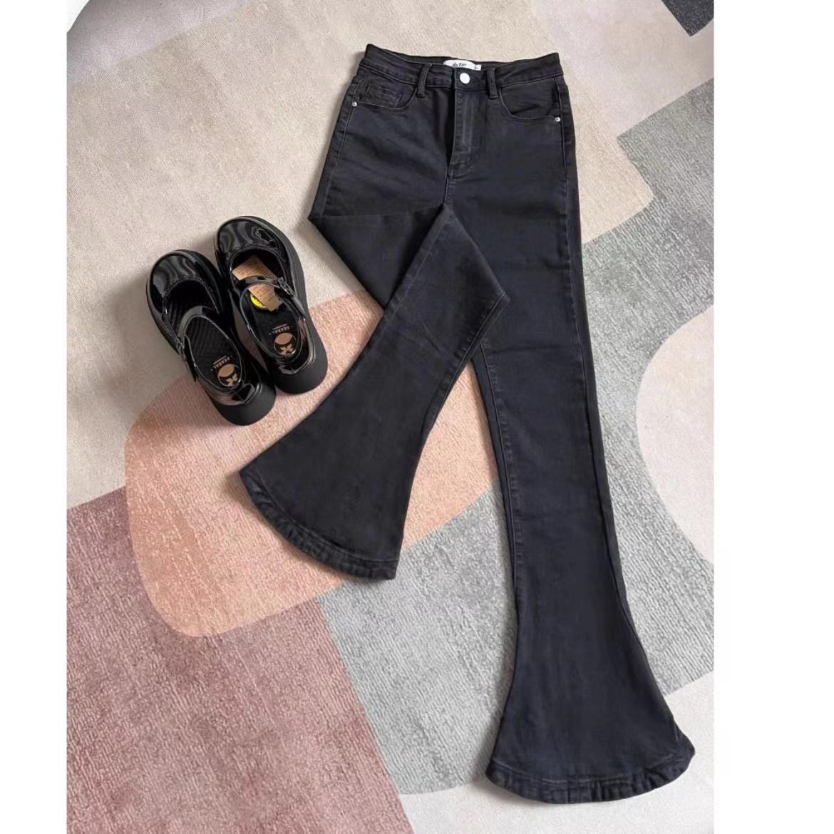 【火火】23SS39006 黑色弹力微喇裤马蹄裤休闲百搭款 