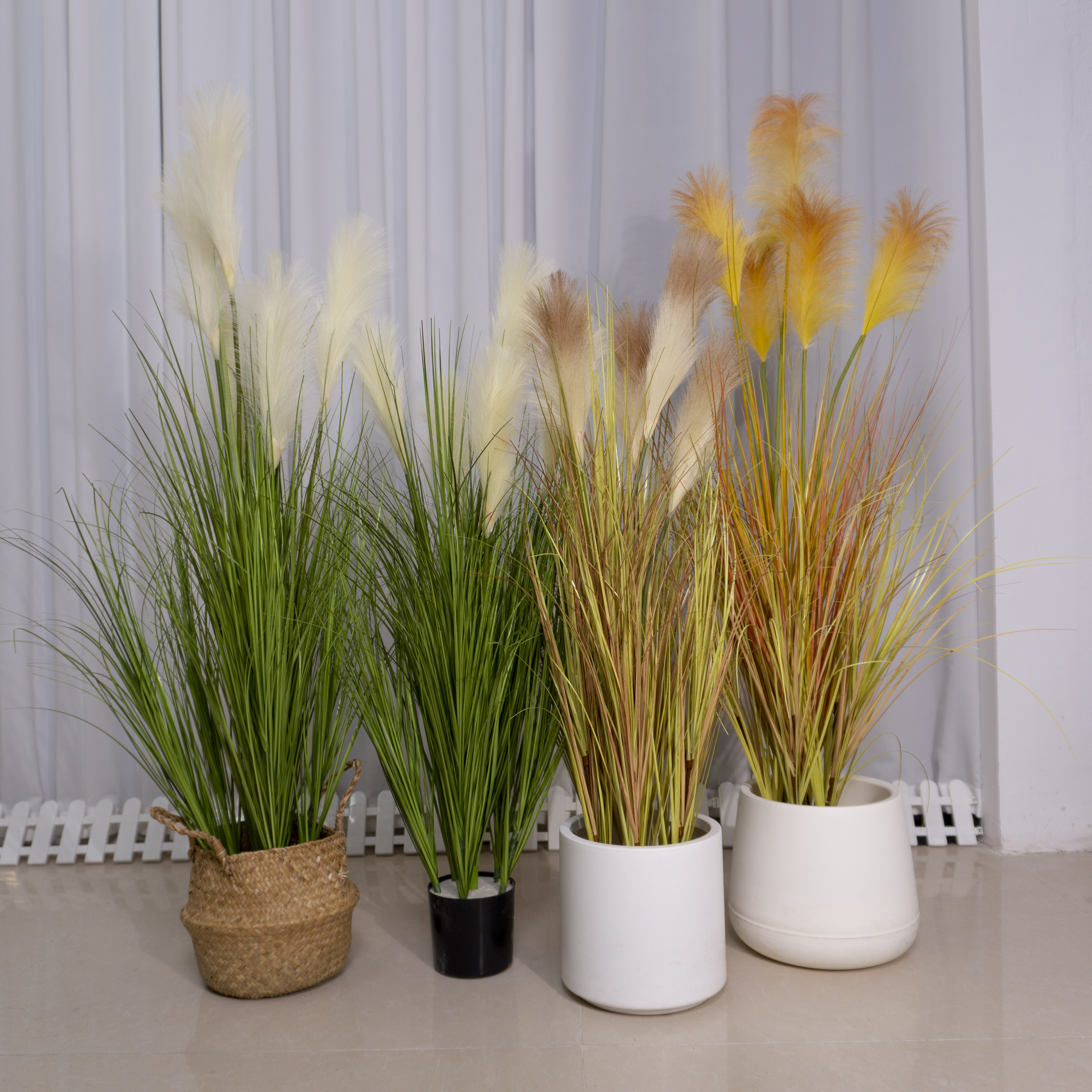 仿真植物造景芦苇景观室内软装布置绿植样板间展柜楼梯角落假绿植