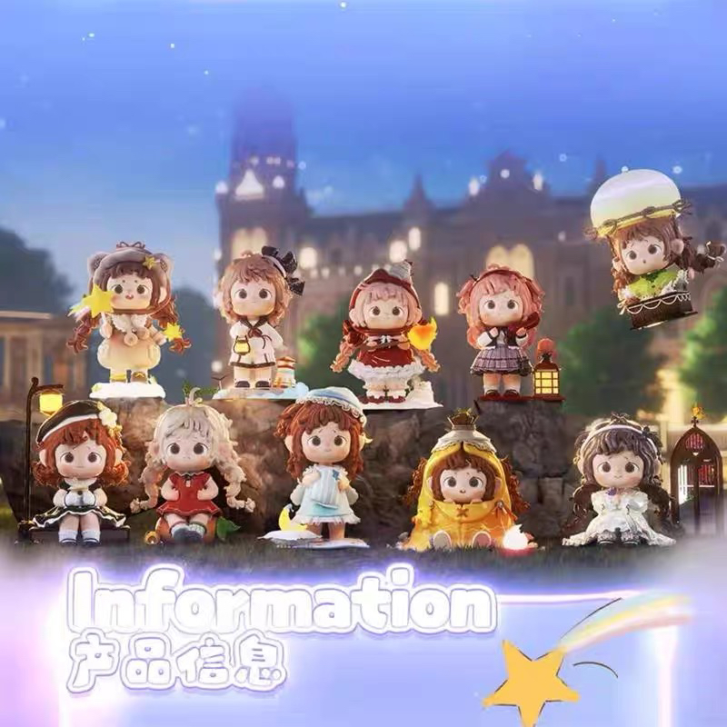 正品黑玩芙芙夜幕下的微光之城系列卷毛线女孩潮玩盲盒手办摆件