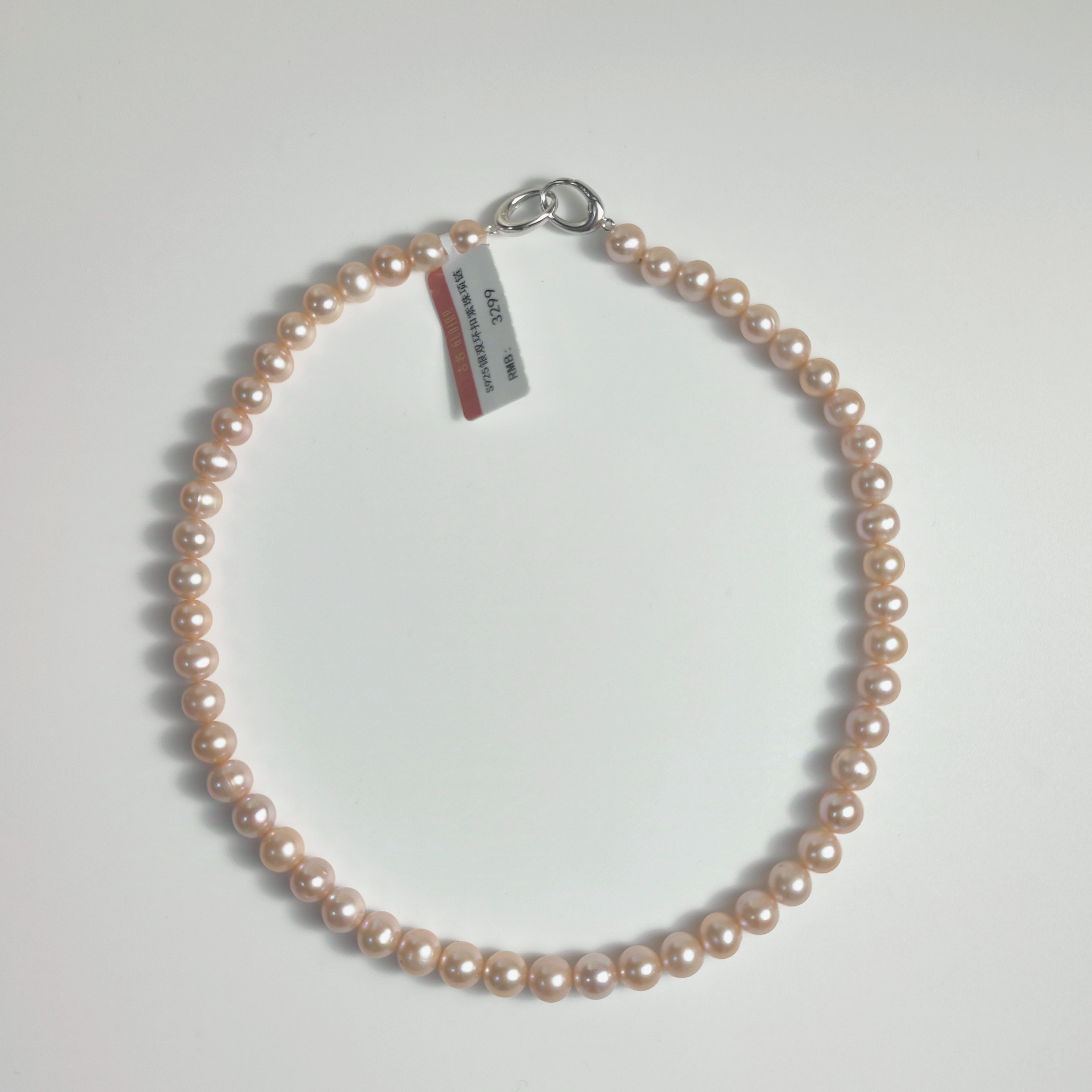 Gloire/古名【媛媛】S925银双环扣淡水紫珠项链7-8mm气质时尚S1649