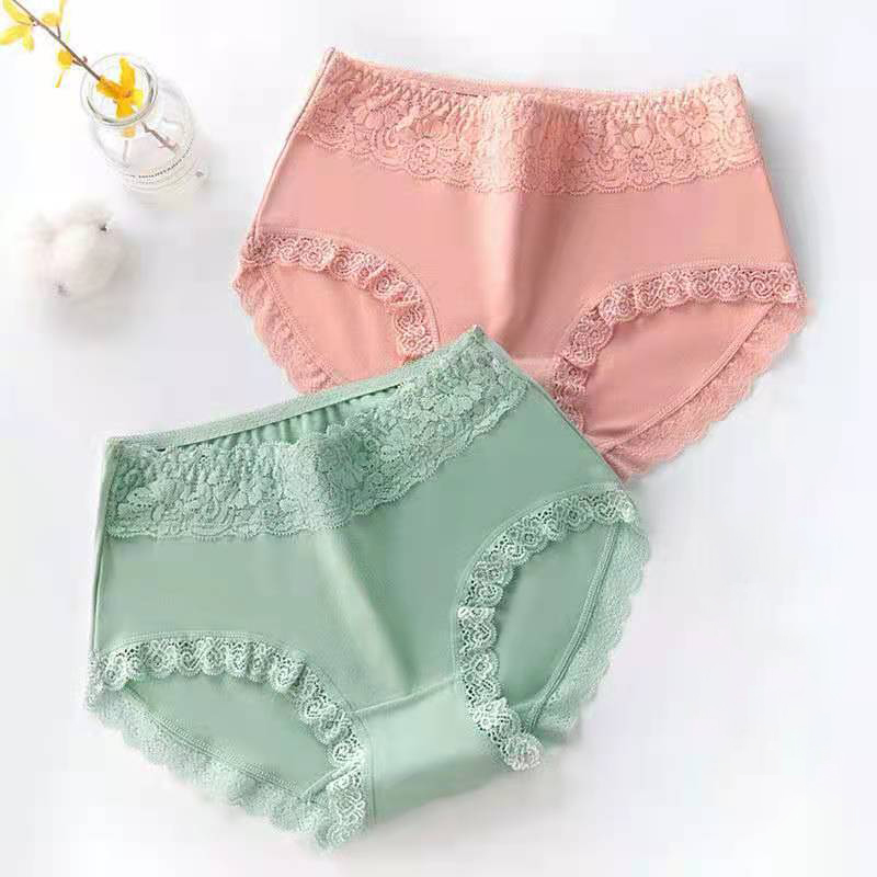 GINBAREIS/金佰亿中腰棉质女士内裤舒适透气蕾丝三角短裤7A抑菌