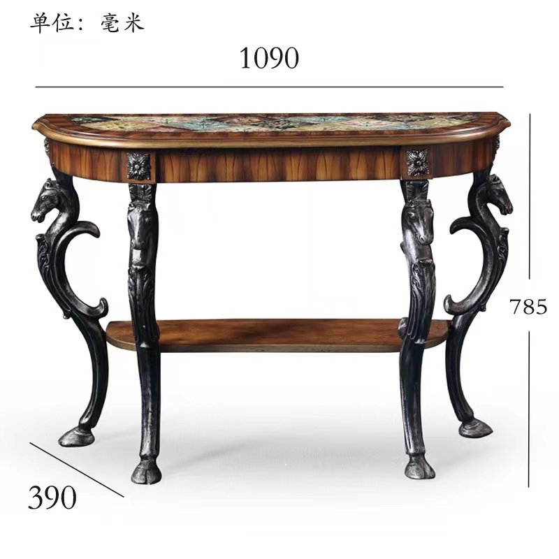 欧式家具创意骏马半圆桌玄关台 门厅奢华玄关桌装饰品