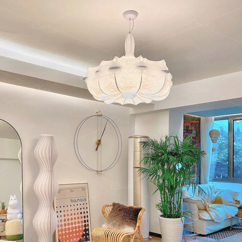 意大利casa日式蚕丝复古吊灯客厅灯卧室餐厅法式设计师侘寂风灯具