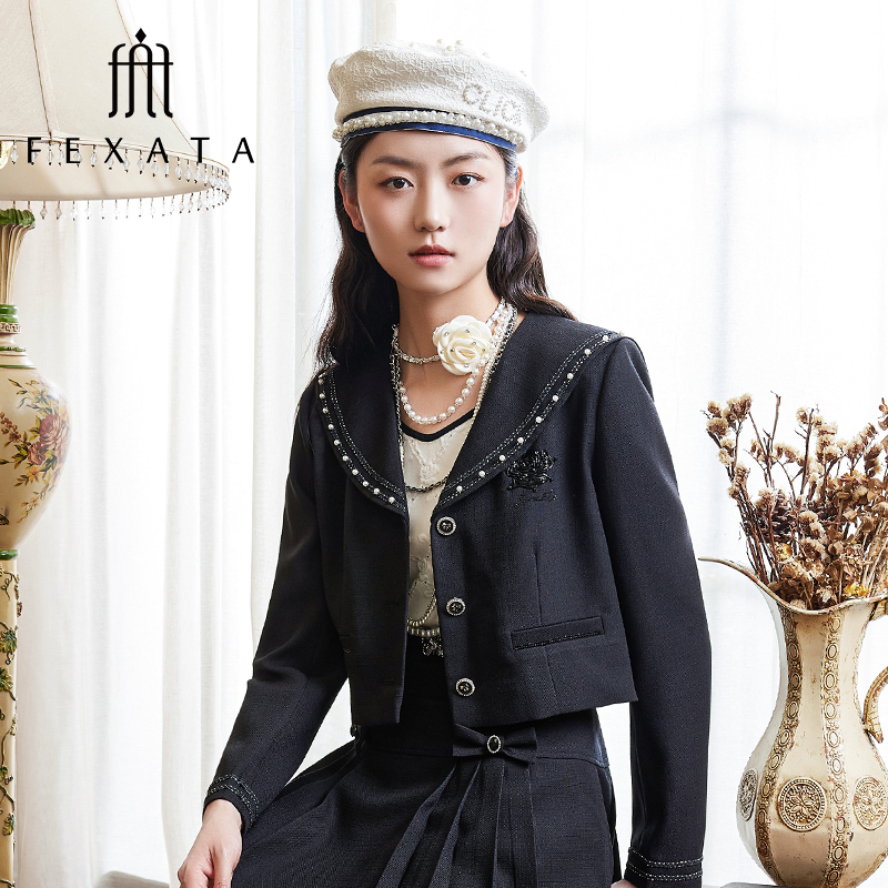 【白姐专属】FEXATA斐格思上衣女海军风短款外套减龄洋气上衣