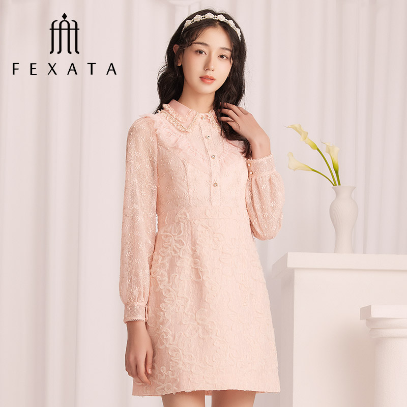 【毛毛专属】FEXATA斐格思连衣裙复古盘绣蕾丝裙F31T0505
