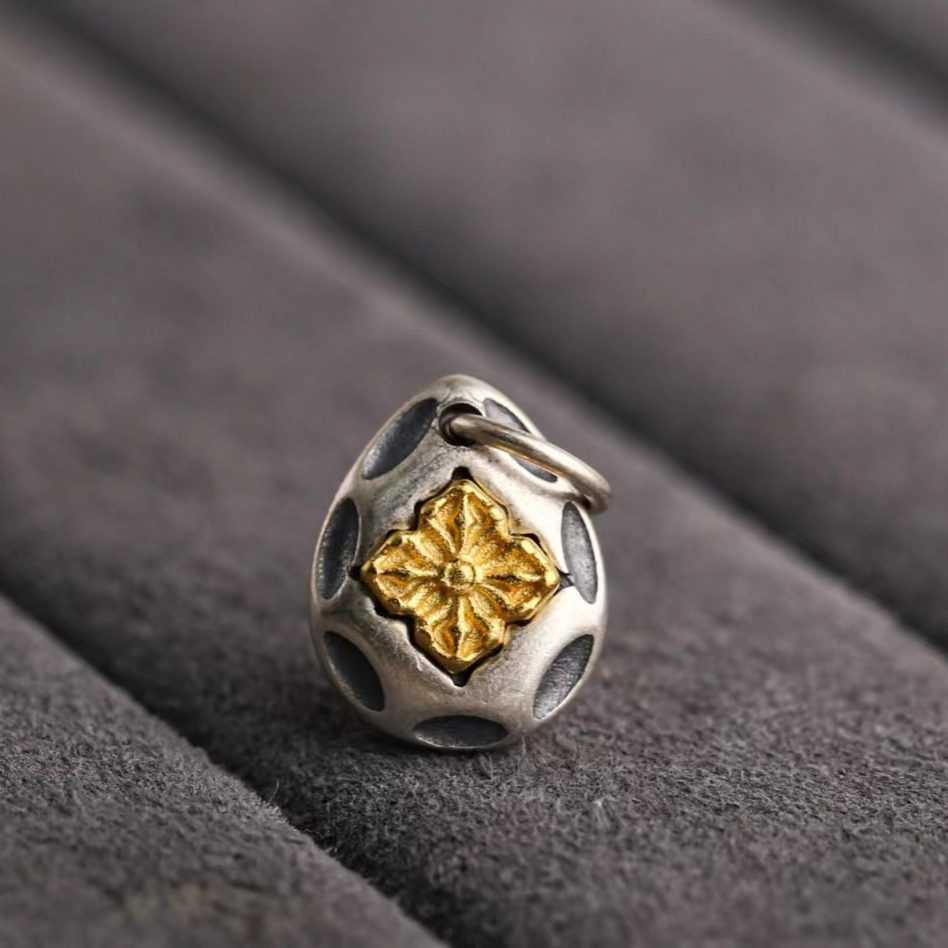 925银银制品 s925银金刚木午侧挂吊牌文玩配饰手工个性素款