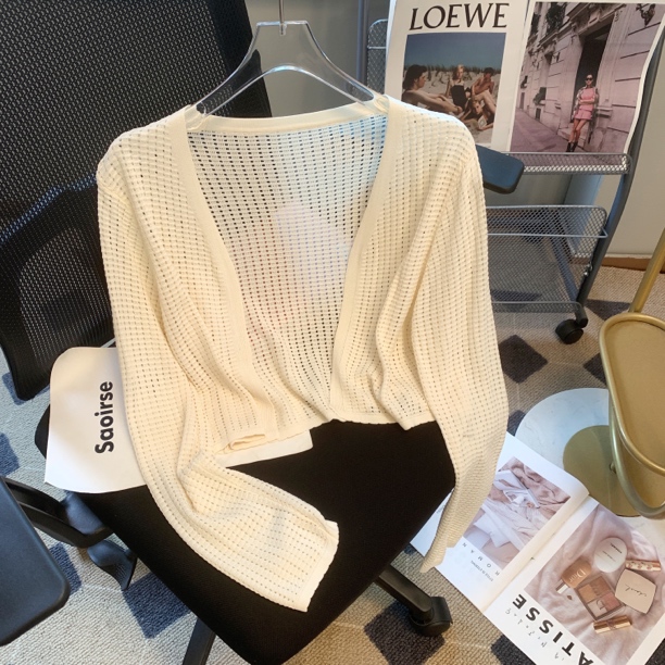 镂空开衫披肩女夏季薄款披肩女孩针织搭配连衣裙冰丝针织衫