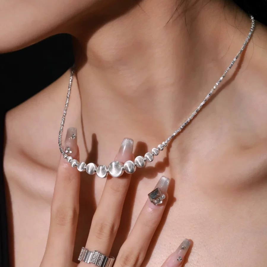链子925银 碎银项链纯银拼接高级小众简约轻奢气质感银色锁骨链