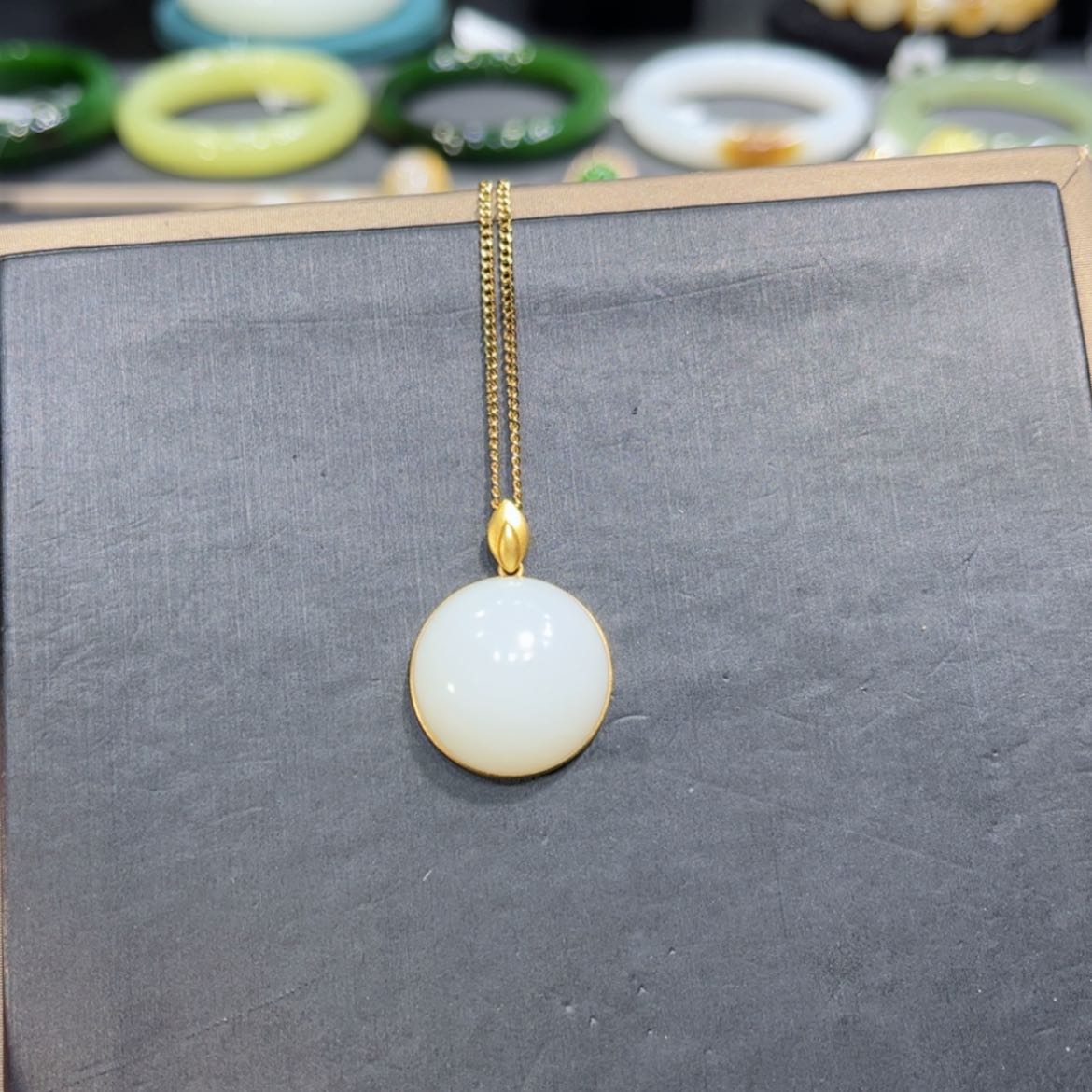 【闪购商品】和田玉新疆羊脂白玉吊坠18K金镶嵌J****l