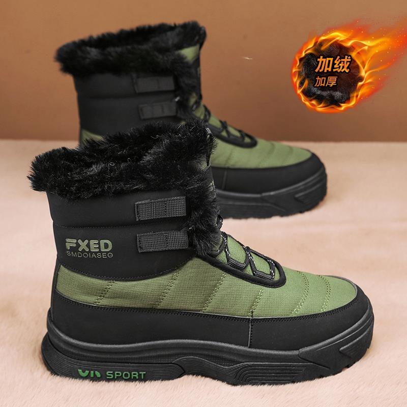 回力瑞男鞋冬季加绒保暖皮毛一体大棉鞋东北零下40度防水防滑极寒