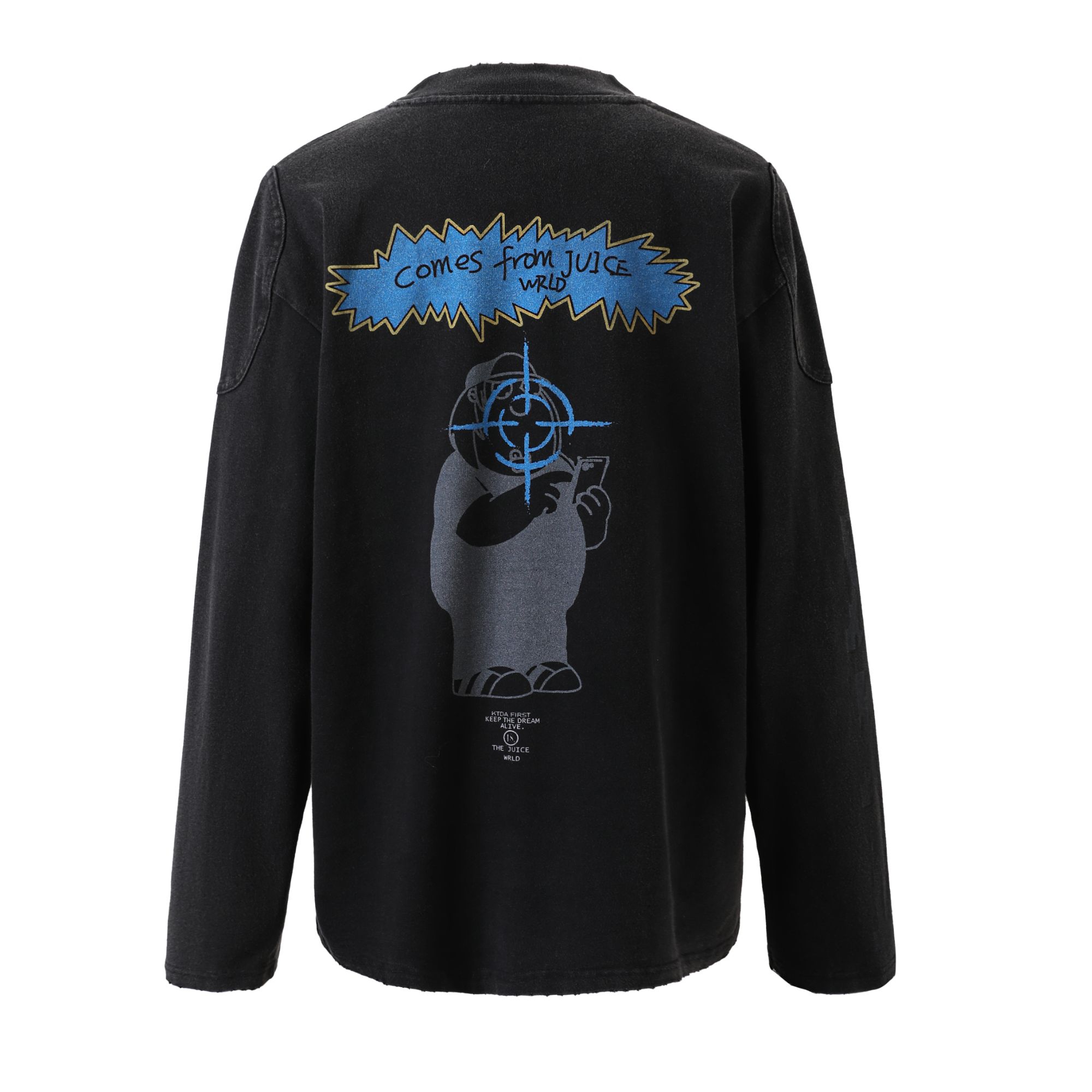 Juicewrld 洗水数码印花 贴布麒麟臂 长袖 恶搞之家