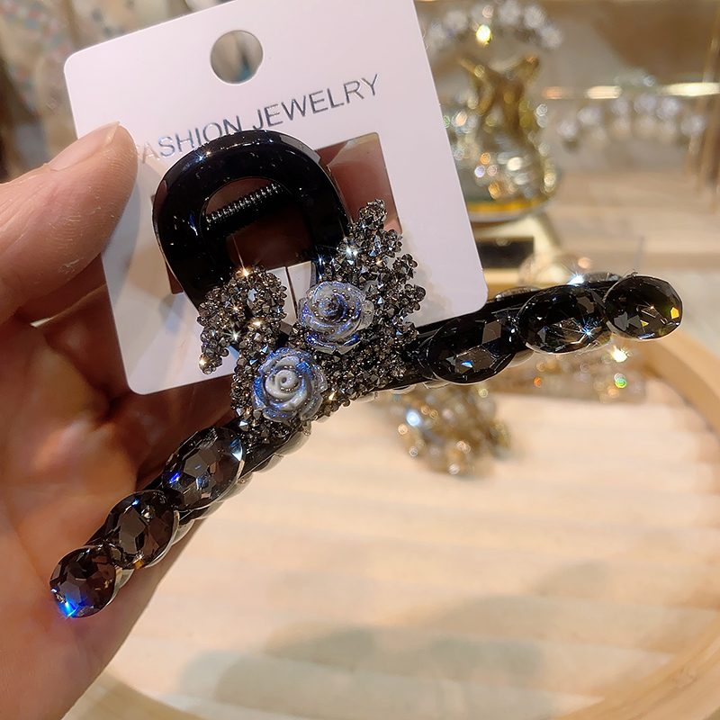 11厘米黑色鲨鱼夹天鹅气质网红轻奢时尚可爱重工韩版大抓夹