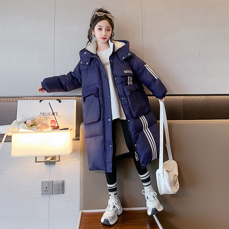 女童羽绒服长款过膝2023新款儿童冬装白鸭绒加厚大童冬季保暖外套