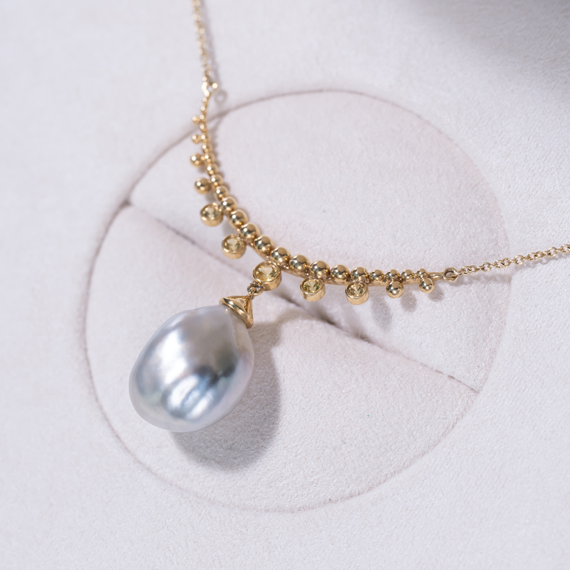 AKOYA【孤品】海水珍珠SP项链18K金keshi复古023