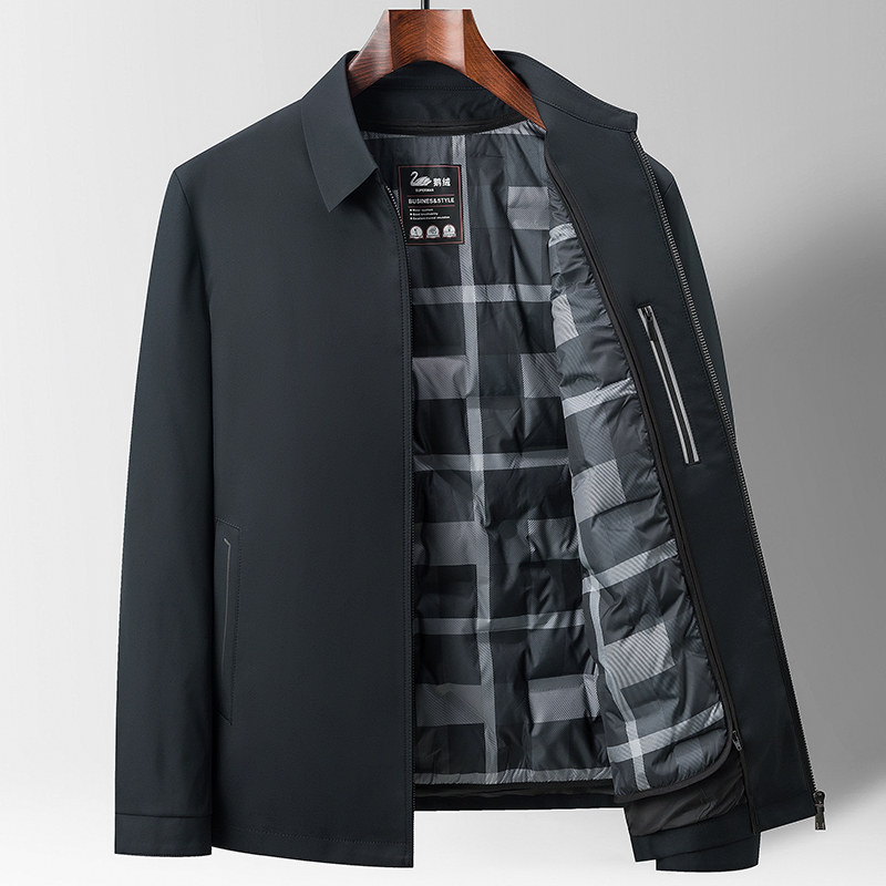 波司登鹅绒服男2023新款可脱卸内胆羽绒服一衣两穿夹克版翻领公务