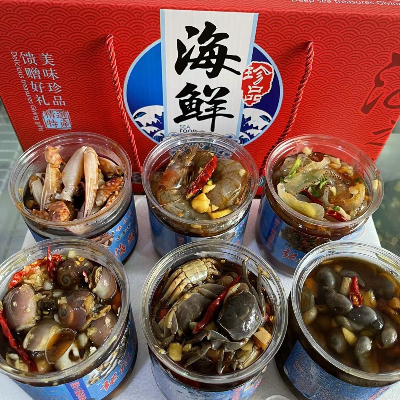 盐城张磊泥螺家  礼盒套装6件套 500克/瓶  冷冻保存