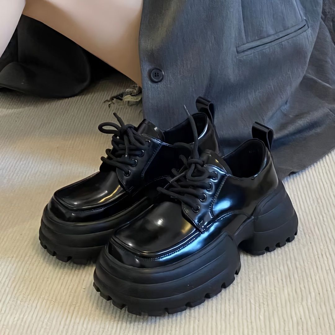 红蜻蜓牌厚底2023年爆款春秋新款百搭英伦复古单鞋松糕小个子增高