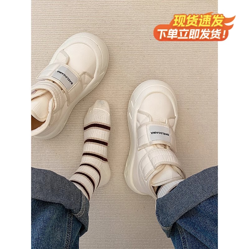 冬季回力休闲奶呼呼外穿小白鞋女2023秋季加绒厚底大头保暖棉鞋魔