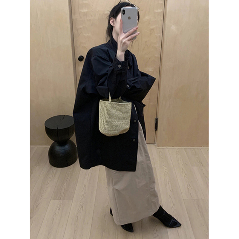 黑色风衣外套女2024春秋新款英伦风大衣小个子超好看今年流行韩系
