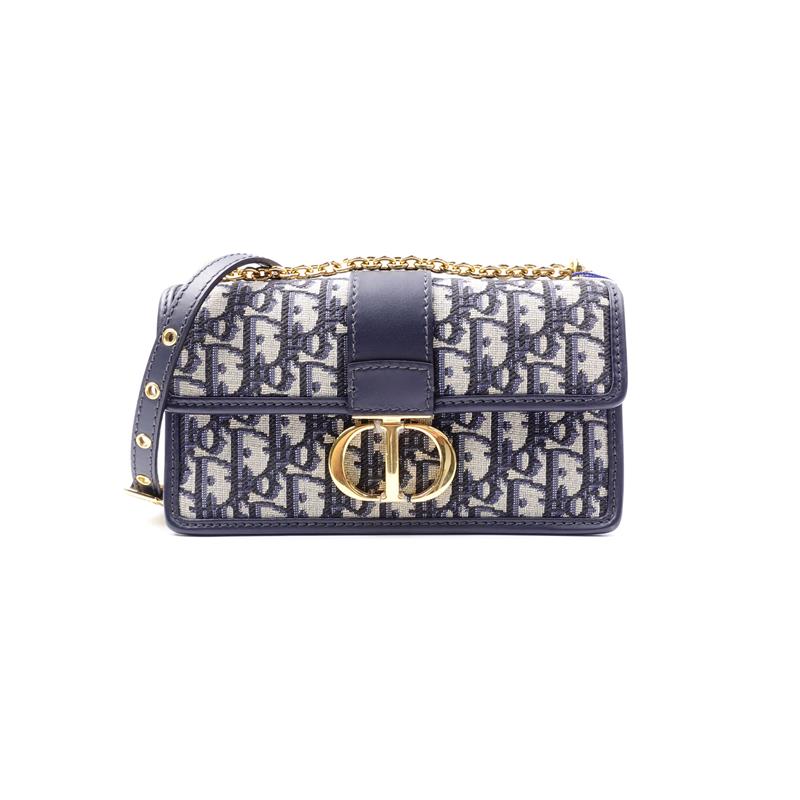 99新 DIOR/迪奥 迪奥 Montaigne 蓝色老花单肩包/H_ZY0000368635