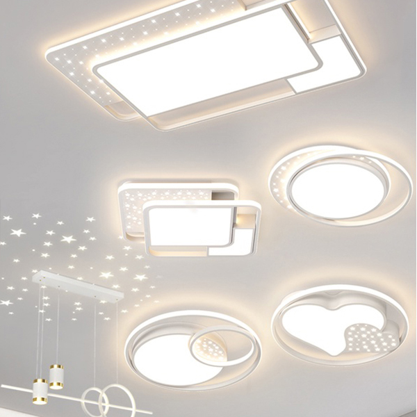 客厅灯星空餐厅灯现代简约北欧卧室吸顶白色铁艺灯具家用全屋套餐