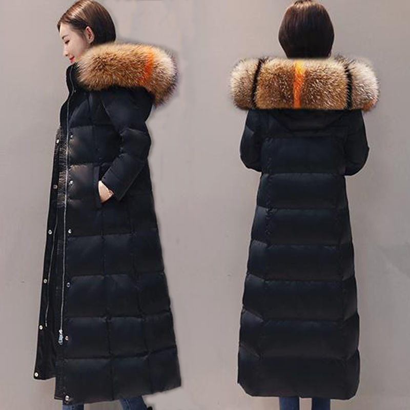 艾菜依曲吻2023新款羽绒服户外运动女中长款修身过膝长款棉衣女加