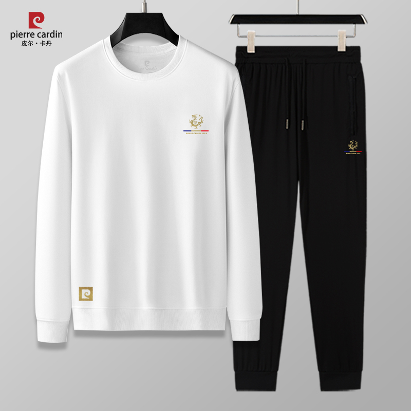 皮尔卡丹男士卫衣套装休闲时尚百搭潮流圆领轻奢高档运动秋冬新款