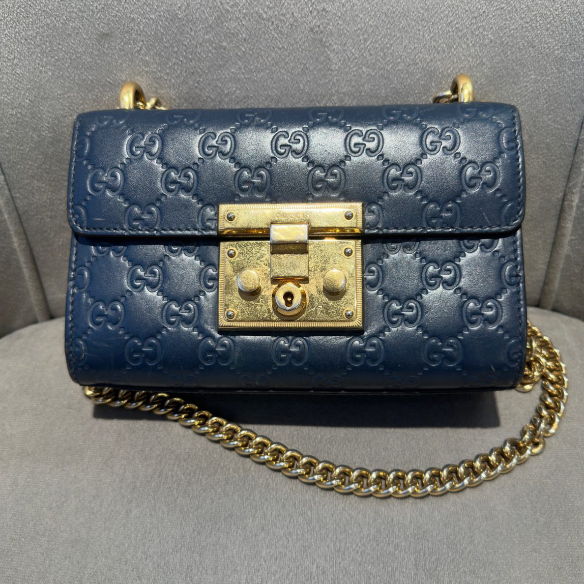95新 GUCCI/古驰 Gucci古驰/KK padlock 月光宝盒 蓝色 