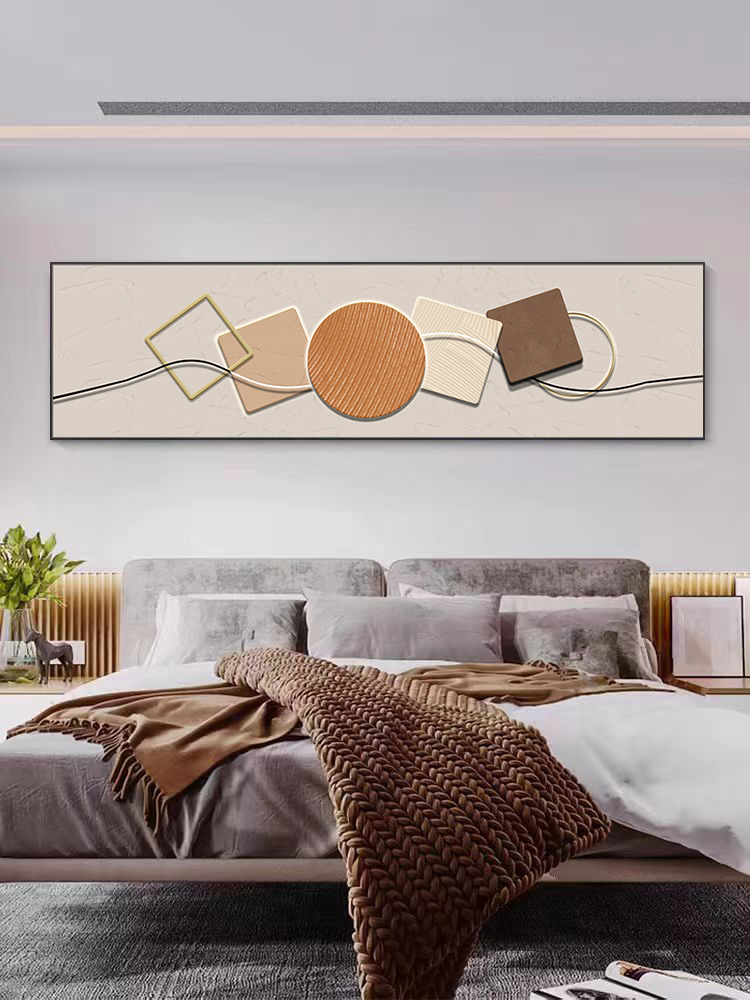 石来运转卧室床头装饰画现代轻奢横幅高级感抽象简约大气主卧挂画