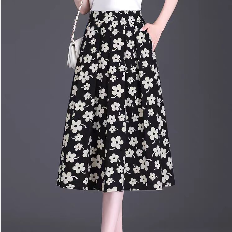 7687时尚百搭碎花半身裙女