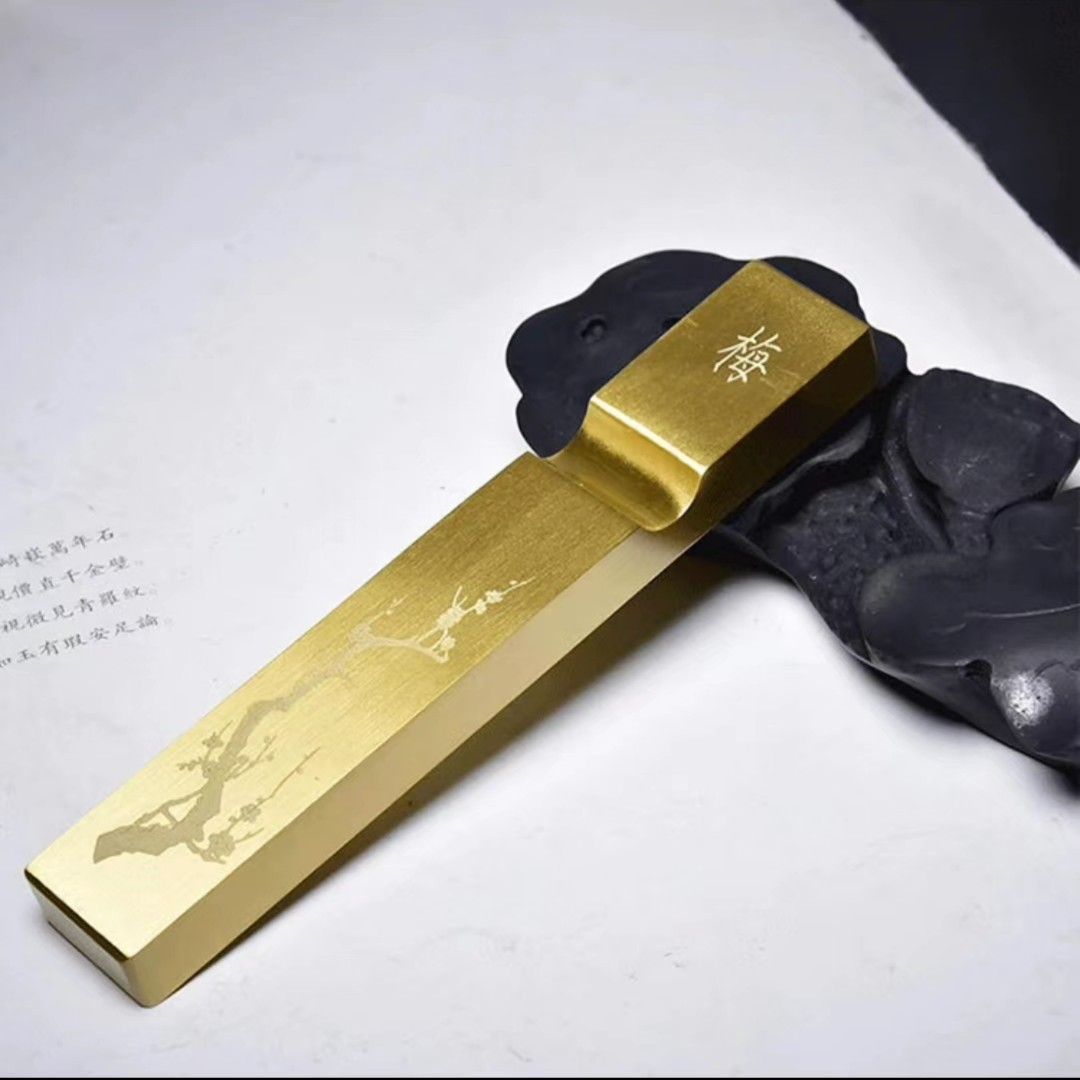 【学海无涯】黄铜多功能镇尺+笔搁