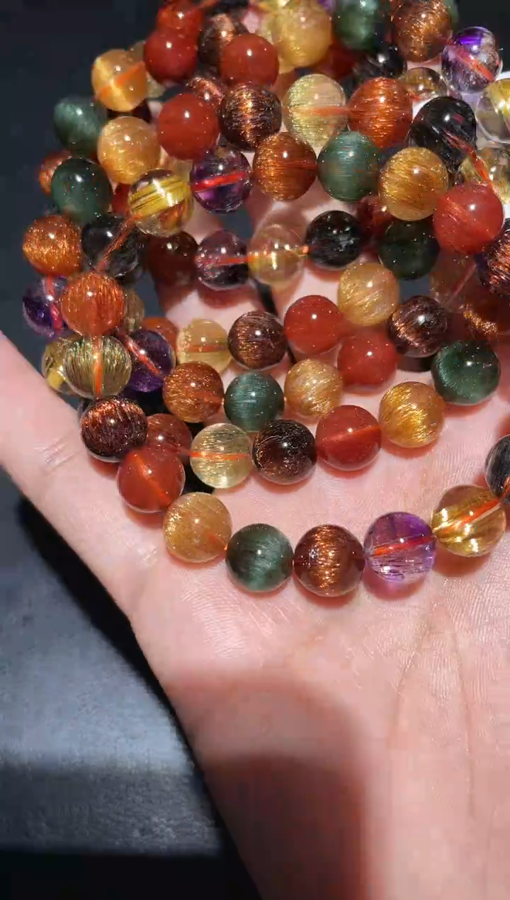 【闪购商品】水晶手链未镶嵌发晶多宝单圈手链10mm（多样性单发）