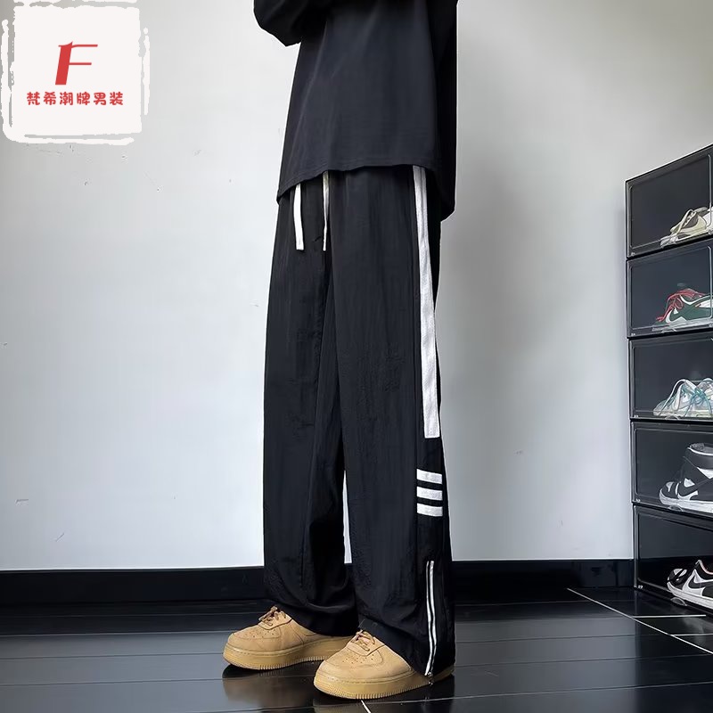 百搭薄款夏天登山工装裤男秋季美式冲锋裤子痞帅宽松直筒休闲长裤