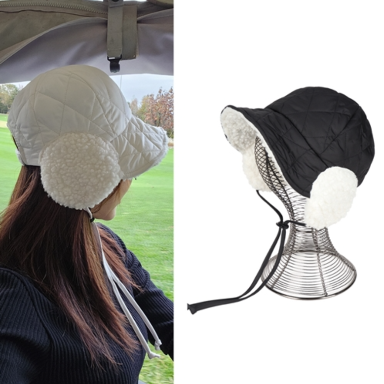 green on韩国高尔夫仿羊毛帽子防风保暖小香风刺绣冬季TOACC004