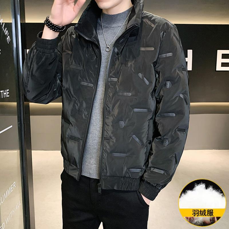 羽绒服男士秋冬季韩版短款修身立领夹克2023新款中青年男装男外套