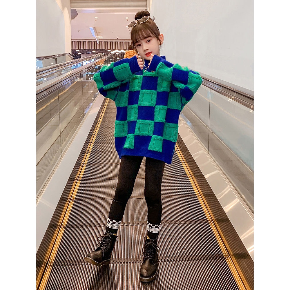女童毛衣洋气2023新款儿童秋冬装大童女孩打底衫加绒加厚网红冬19