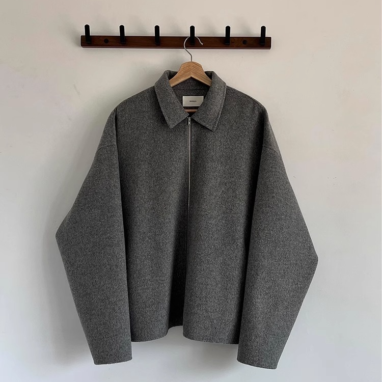 UTIMUS羊毛夹克极简松弛上衣短宽外套810克50羊毛廓形拉链翻领