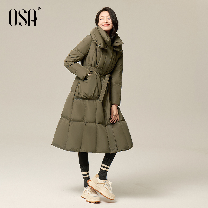 OSA/欧莎 大摆长款羽绒服冬女收腰显瘦高级感保暖外套S124D20019