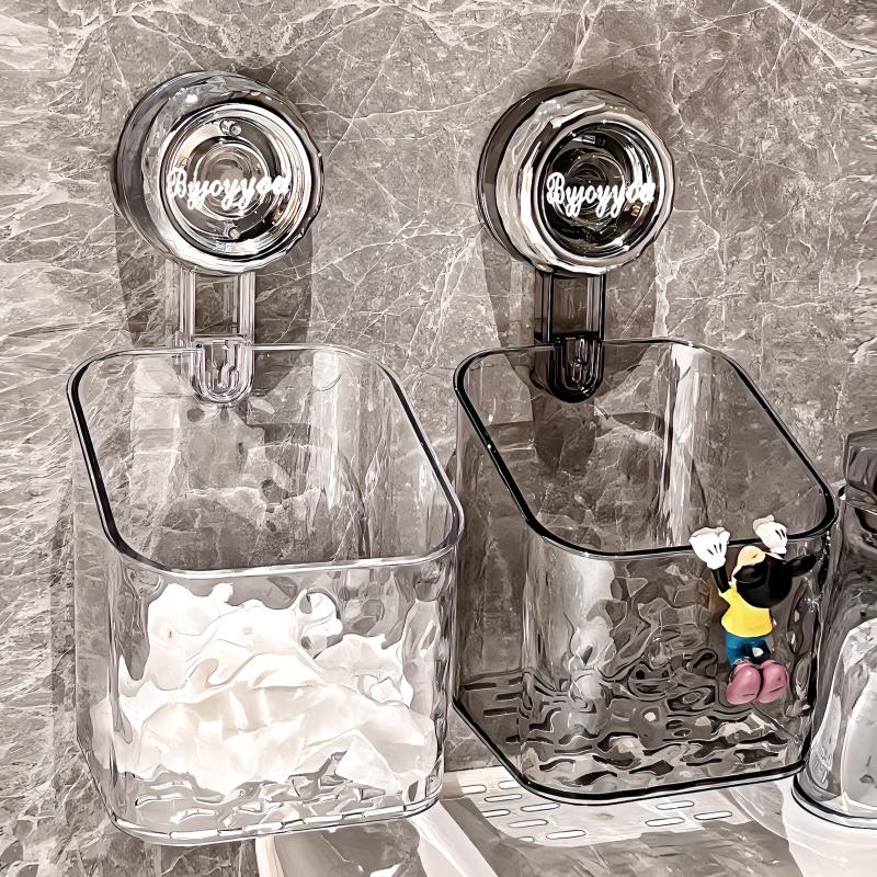 旋转轻奢吸盘置物架二次棉柔巾擦脸巾废弃巾收纳盒壁挂