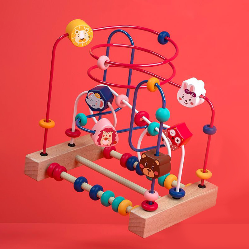 宝宝益智绕珠0-12个月3岁孩子木制玩具串珠