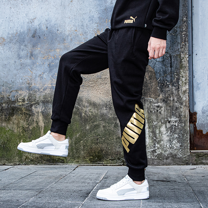 puma彪马男士加绒长裤新款保暖小脚裤时尚休闲运动针织长裤855577