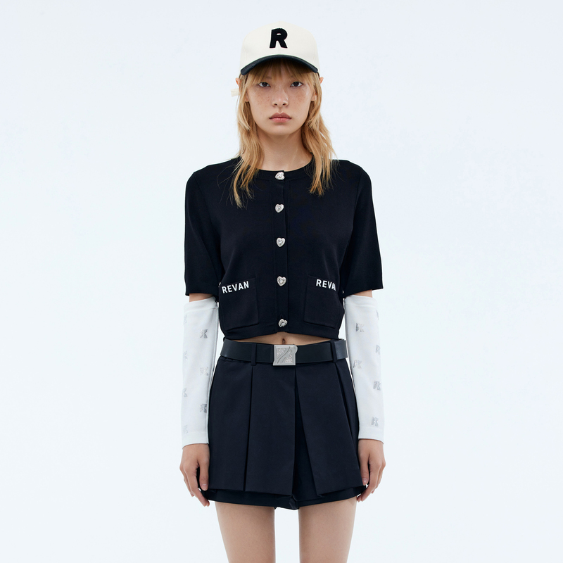 REVAN芮范复古黑白撞色短开衫RU70106019
