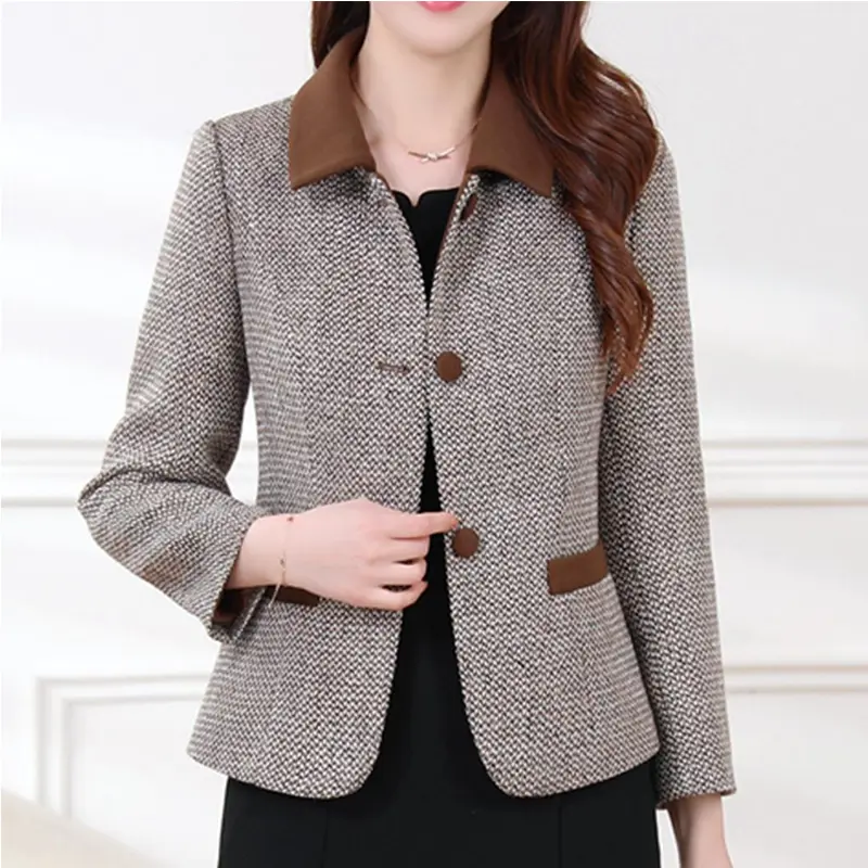 小个子中年妈妈装短外套女短款2025春季新款高品质休闲上衣遮肚子