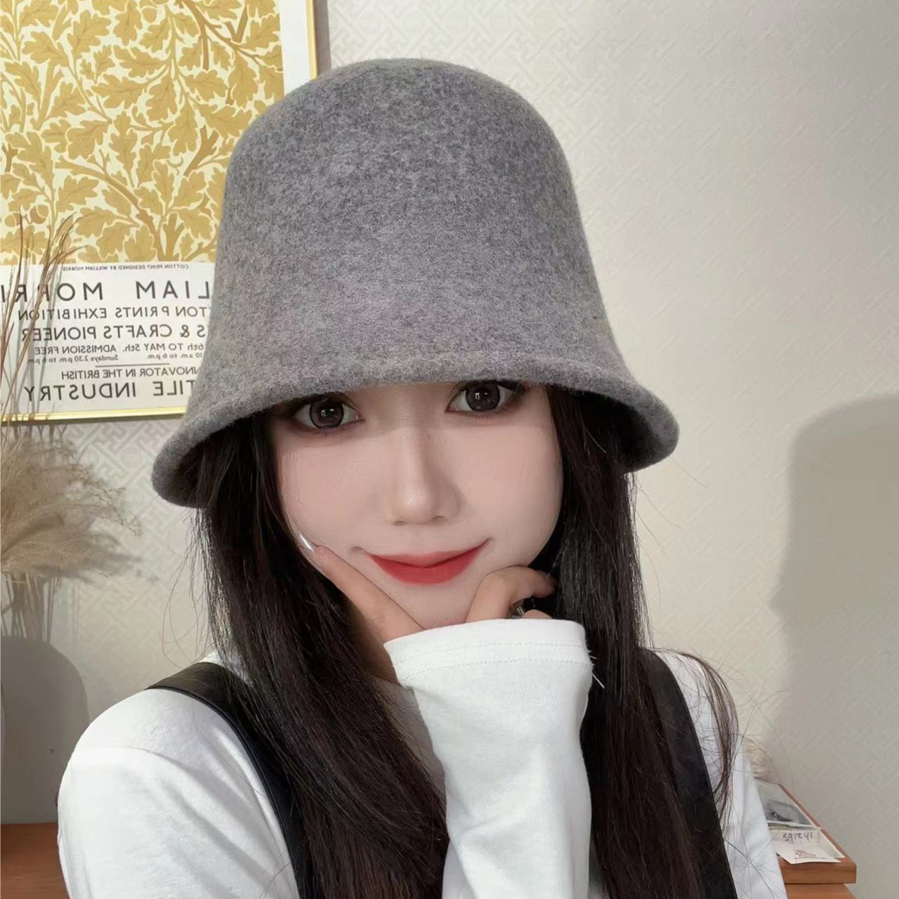 纯色秋冬保暖羊毛渔夫帽  雪雪1574