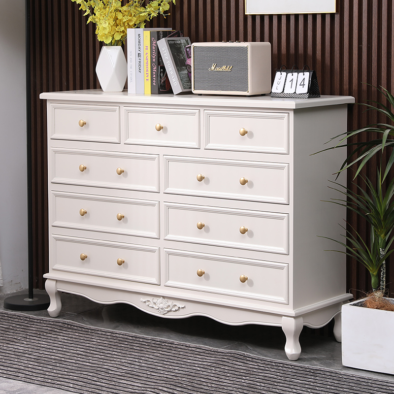 美式五斗柜法式客厅储物柜子主卧床尾九斗柜实木卧室收纳柜五斗橱