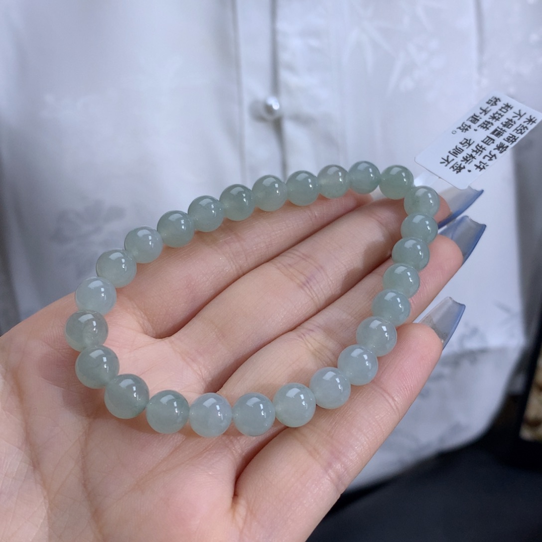 翡翠手链未镶嵌卡7.3冰润胶蓝晴