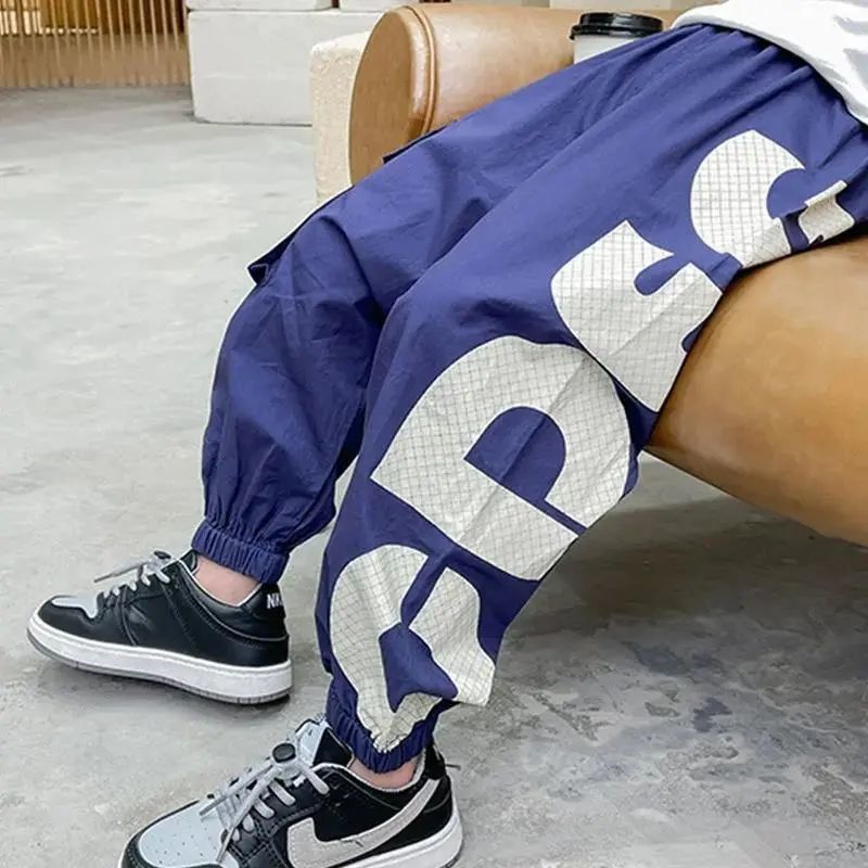 儿童春秋男童夏季裤子夏薄款防蚊裤2023季宽松运动休闲裤潮韩版